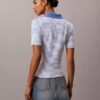 Camiseta polo de canalé a rayas con monólogo