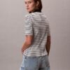 Camiseta polo de canalé a rayas con monólogo