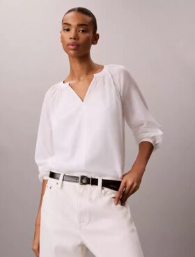 Camiseta sin botones de mezcla de algodón ligero