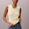 Camiseta sin mangas con cuello en V de canalé