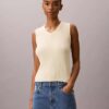 Camiseta sin mangas con cuello en V de canalé
