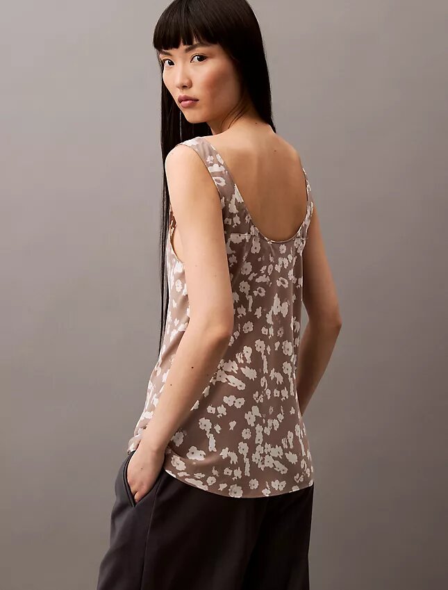 Camiseta sin mangas con estampado fluido Camiseta sin mangas con estampado fluido