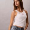 Camiseta sin mangas con logo y ribete contorneado Camiseta sin mangas con logo y ribete contorneado