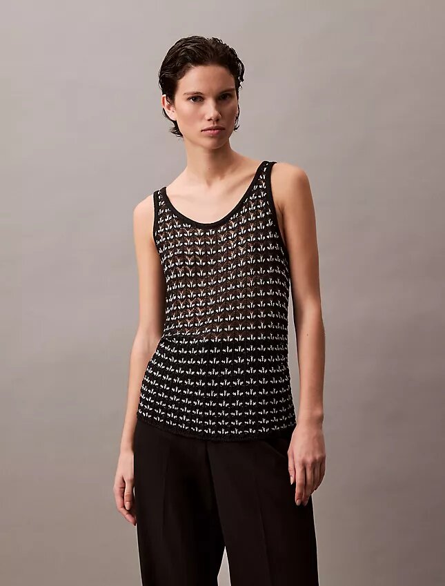 Camiseta sin mangas con textura jacquard Camiseta sin mangas con textura jacquard