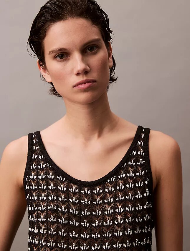Camiseta sin mangas con textura jacquard Camiseta sin mangas con textura jacquard