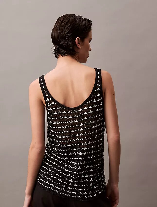 Camiseta sin mangas con textura jacquard Camiseta sin mangas con textura jacquard