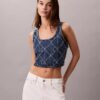 Camiseta sin mangas corta con Monogram integral en Denim Camiseta sin mangas corta con Monogram integral en Denim