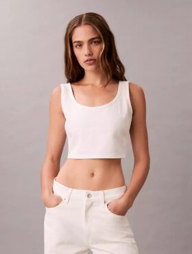 Camiseta sin mangas corta con Monogram integral en Denim
