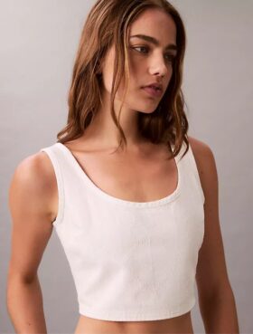 Camiseta sin mangas corta con Monogram integral en Denim