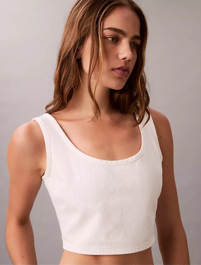 Camiseta sin mangas corta con Monogram integral en Denim Camiseta sin mangas corta con Monogram integral en Denim