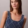 Camiseta sin mangas corta con Monogram integral en Denim Camiseta sin mangas corta con Monogram integral en Denim