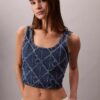Camiseta sin mangas corta con Monogram integral en Denim Camiseta sin mangas corta con Monogram integral en Denim