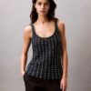 Camiseta sin mangas de algodón con ganchillo y abalorios Camiseta sin mangas de algodón con ganchillo y abalorios