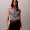 Camiseta sin mangas de algodón con ribete contorneado