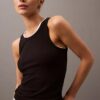 Camiseta sin mangas de algodón con ribete contorneado
