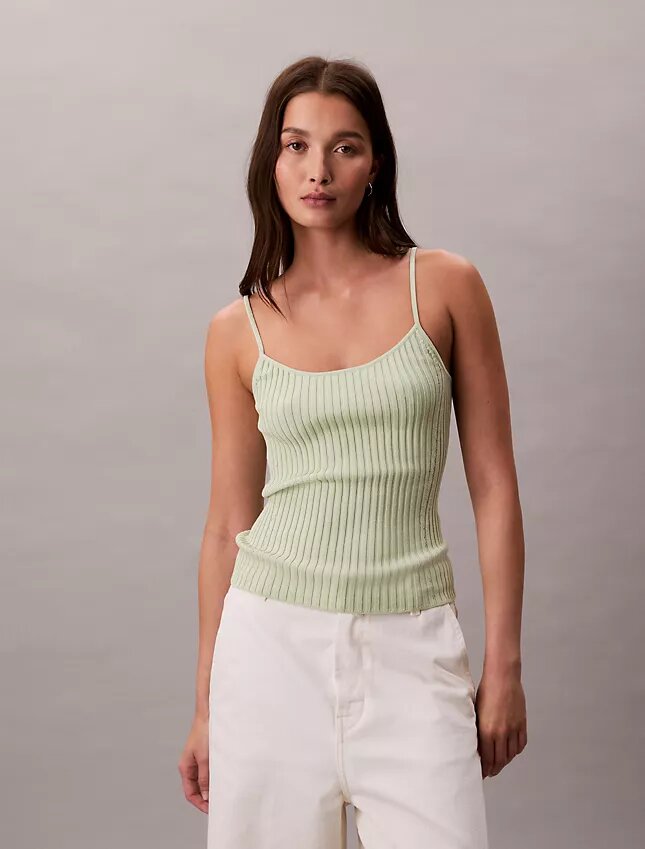 Camiseta sin mangas de canalé con brillo líquido Camiseta sin mangas de canalé con brillo líquido