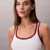 Camiseta sin mangas de canalé con ribete en contraste