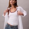 Camiseta sin mangas de canalé con ribete en contraste