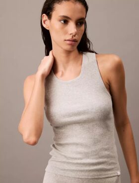 Camiseta sin mangas de Cotton Stretch acanalada