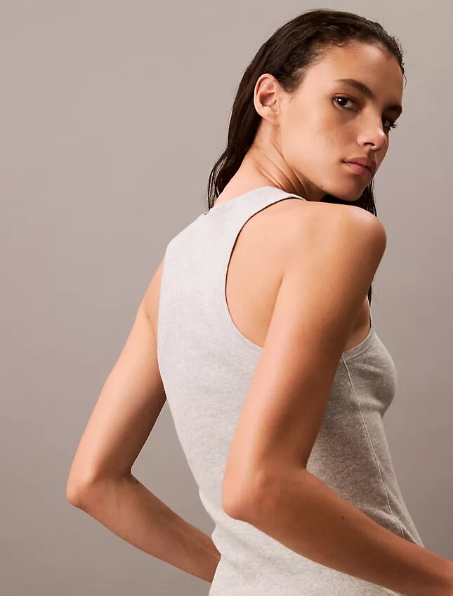 Camiseta sin mangas de Cotton Stretch acanalada Camiseta sin mangas de Cotton Stretch acanalada