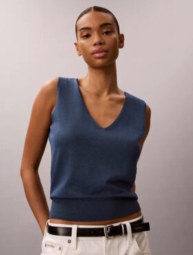 Camiseta sin mangas de mezcla de lino
