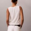 Camiseta sin mangas de mezcla de lino