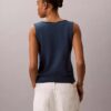 Camiseta sin mangas de mezcla de lino