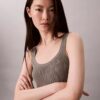 Camiseta sin mangas de mezcla de viscosa con ribete