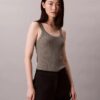 Camiseta sin mangas de mezcla de viscosa con ribete