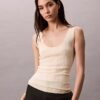 Camiseta sin mangas de punto elástico de mezcla de viscosa
