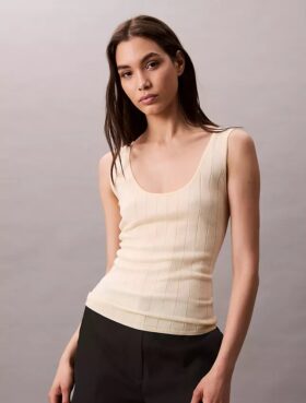 Camiseta sin mangas de punto elástico de mezcla de viscosa Camiseta sin mangas de punto elástico de mezcla de viscosa