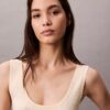 Camiseta sin mangas de punto elástico de mezcla de viscosa