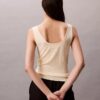 Camiseta sin mangas de punto elástico de mezcla de viscosa