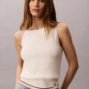 Camiseta sin mangas de punto trenzado con Monologo tejido