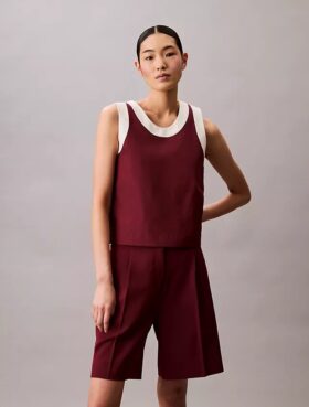 Camiseta sin mangas holgada con ribete en contraste