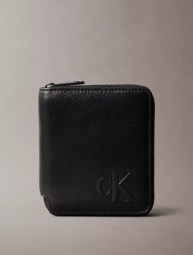 Cartera doble con cremallera de piel
