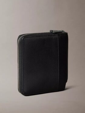 Cartera doble con cremallera de piel