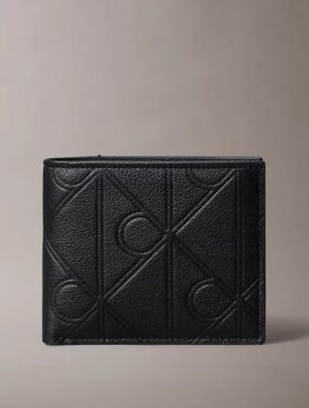 Cartera plegable con logotipo en relieve y compartimento para monedas