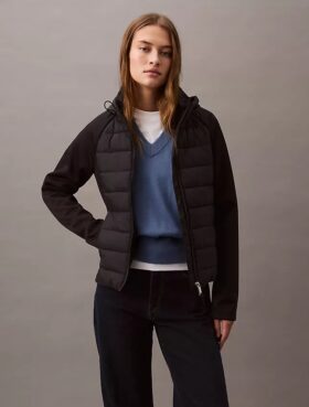 Chaqueta acolchada de mezcla de tejidos