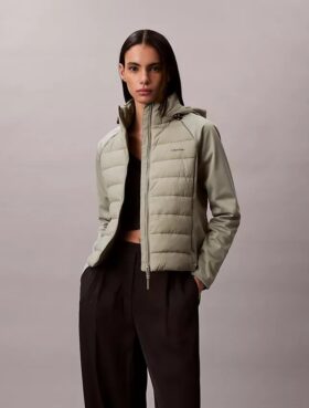 Chaqueta acolchada de mezcla de tejidos