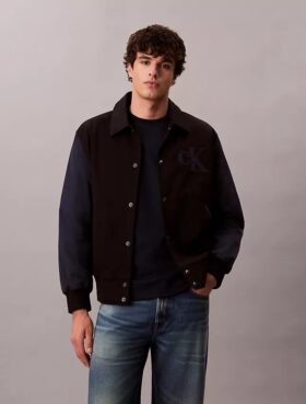 Chaqueta bomber de algodón y nailon estilo universitario