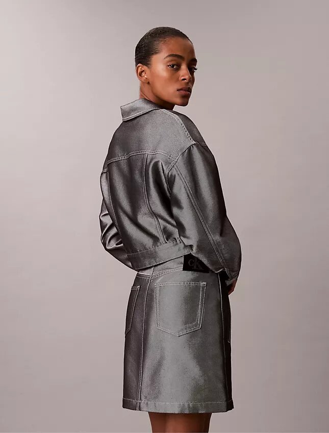 Chaqueta bomber de denim brillante Chaqueta bomber de denim brillante