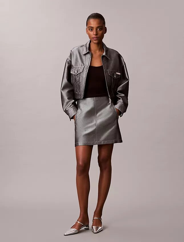 Chaqueta bomber de denim brillante Chaqueta bomber de denim brillante
