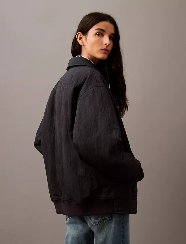 Chaqueta bomber de nailon arrugado Chaqueta bomber de nailon arrugado