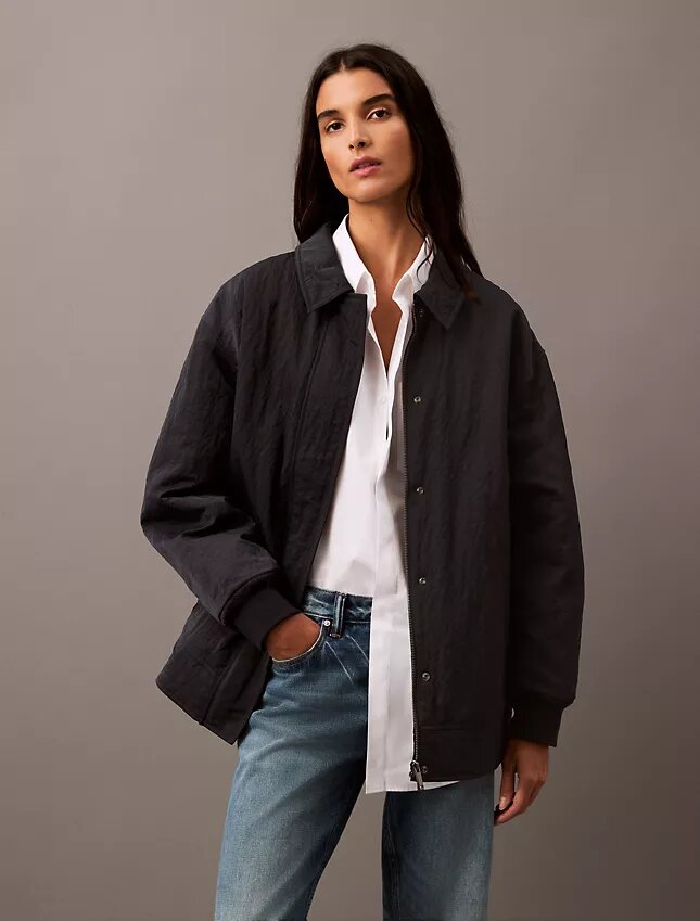Chaqueta bomber de nailon arrugado Chaqueta bomber de nailon arrugado