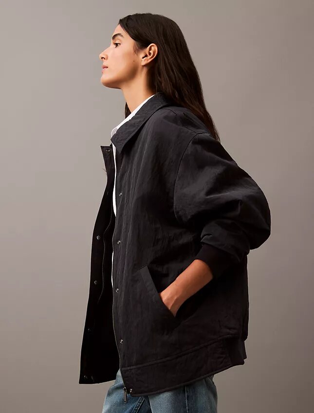 Chaqueta bomber de nailon arrugado Chaqueta bomber de nailon arrugado