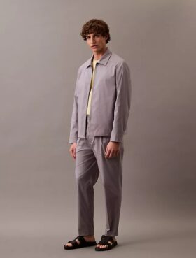 Chaqueta clásica con cremallera de mezcla de algodón Chaqueta clásica con cremallera de mezcla de algodón