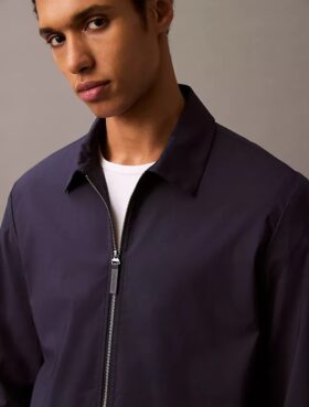 Chaqueta clásica con cremallera de mezcla de algodón Chaqueta clásica con cremallera de mezcla de algodón