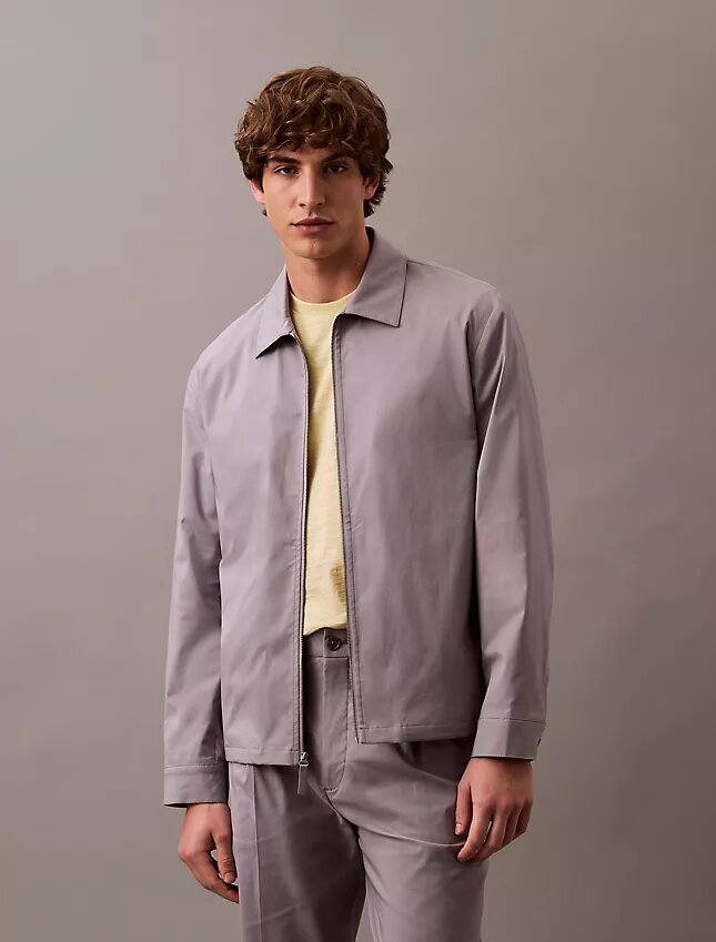 Chaqueta clásica con cremallera de mezcla de algodón Chaqueta clásica con cremallera de mezcla de algodón
