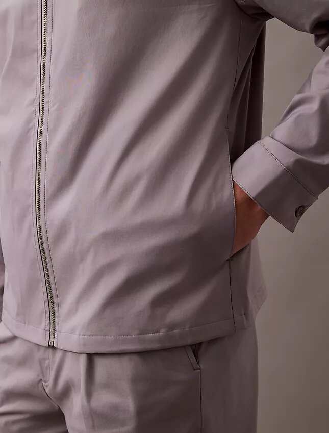 Chaqueta clásica con cremallera de mezcla de algodón Chaqueta clásica con cremallera de mezcla de algodón
